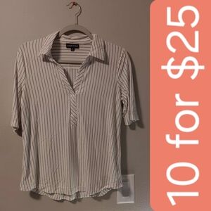 Modern Woks Chaps White Striped Women's Top
